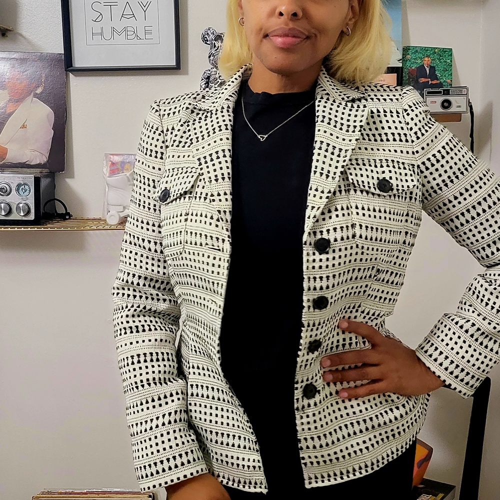 Banana Republic Black and White Geometric Blazer